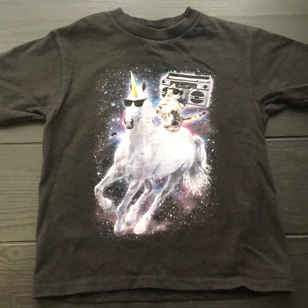 Space cat and unicorn T-shirt